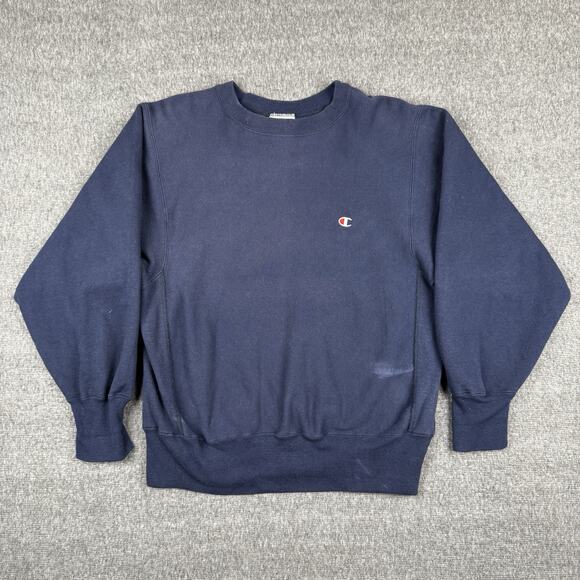 Vintage Champion Sweatshirt Men’s M Blue Reverse Weave Warm Up Blank USA 80s - Picture 1 of 8